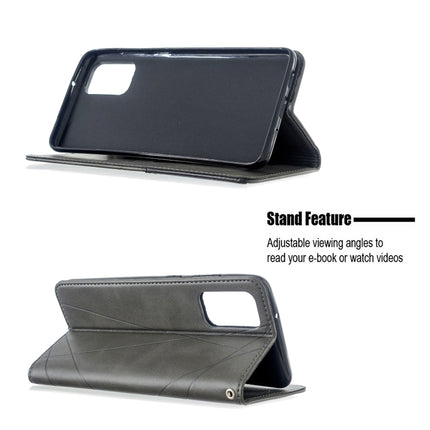 For Galaxy S20+ Rhombus Texture Horizontal Flip Magnetic Leather Case with Holder & Card Slots(Grey)-garmade.com