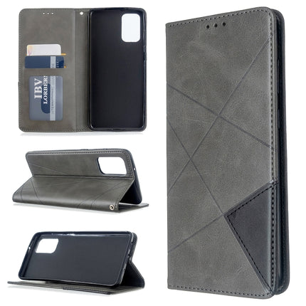For Galaxy S20+ Rhombus Texture Horizontal Flip Magnetic Leather Case with Holder & Card Slots(Grey)-garmade.com