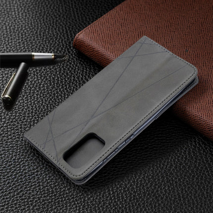 For Galaxy S20+ Rhombus Texture Horizontal Flip Magnetic Leather Case with Holder & Card Slots(Grey)-garmade.com