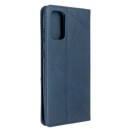 For Galaxy S20+ Rhombus Texture Horizontal Flip Magnetic Leather Case with Holder & Card Slots(Blue)-garmade.com