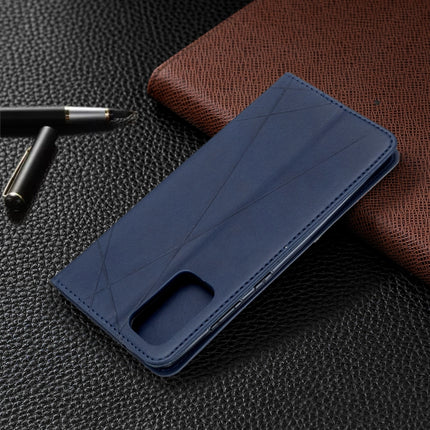 For Galaxy S20+ Rhombus Texture Horizontal Flip Magnetic Leather Case with Holder & Card Slots(Blue)-garmade.com