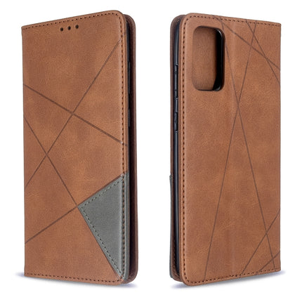 For Galaxy S20+ Rhombus Texture Horizontal Flip Magnetic Leather Case with Holder & Card Slots(Brown)-garmade.com