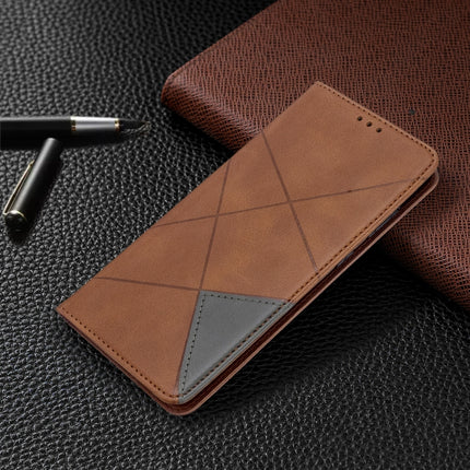 For Galaxy S20+ Rhombus Texture Horizontal Flip Magnetic Leather Case with Holder & Card Slots(Brown)-garmade.com