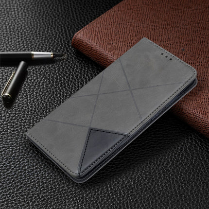 For Galaxy S20 Ultra Rhombus Texture Horizontal Flip Magnetic Leather Case with Holder & Card Slots(Grey)-garmade.com
