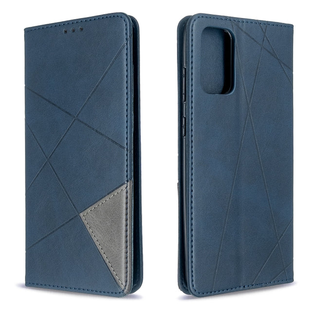 For Galaxy S20 Ultra Rhombus Texture Horizontal Flip Magnetic Leather Case with Holder & Card Slots(Blue)-garmade.com