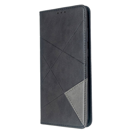 For Galaxy S20 Ultra Rhombus Texture Horizontal Flip Magnetic Leather Case with Holder & Card Slots(Black)-garmade.com