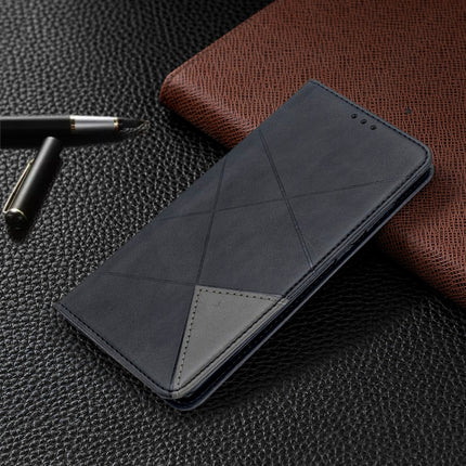 For Galaxy S20 Ultra Rhombus Texture Horizontal Flip Magnetic Leather Case with Holder & Card Slots(Black)-garmade.com