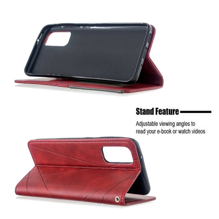 For Galaxy S20 Rhombus Texture Horizontal Flip Magnetic Leather Case with Holder & Card Slots(Red)-garmade.com