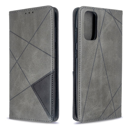 For Galaxy S20 Rhombus Texture Horizontal Flip Magnetic Leather Case with Holder & Card Slots(Grey)-garmade.com