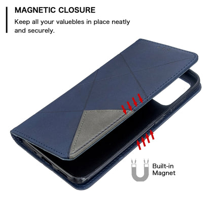 For Galaxy S20 Rhombus Texture Horizontal Flip Magnetic Leather Case with Holder & Card Slots(Blue)-garmade.com