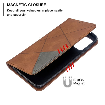For Galaxy S20 Rhombus Texture Horizontal Flip Magnetic Leather Case with Holder & Card Slots(Brown)-garmade.com