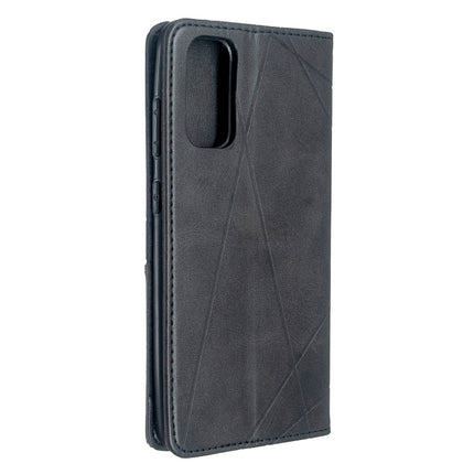 For Galaxy S20 Rhombus Texture Horizontal Flip Magnetic Leather Case with Holder & Card Slots(Black)-garmade.com