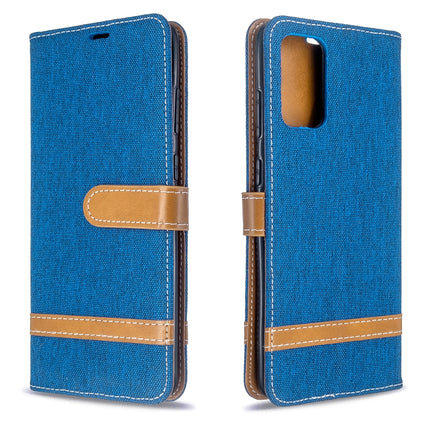 For Galaxy S20+ Color Matching Denim Texture Horizontal Flip PU Leather Case with Holder & Card Slots & Wallet & Lanyard(Blue)-garmade.com