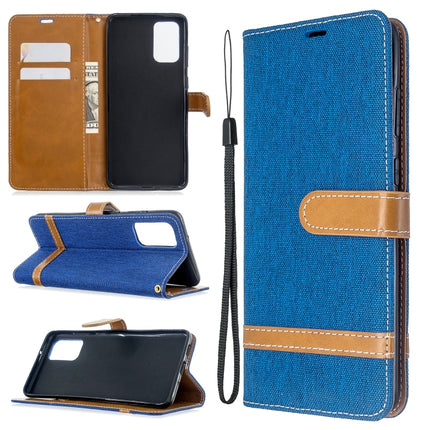 For Galaxy S20+ Color Matching Denim Texture Horizontal Flip PU Leather Case with Holder & Card Slots & Wallet & Lanyard(Blue)-garmade.com