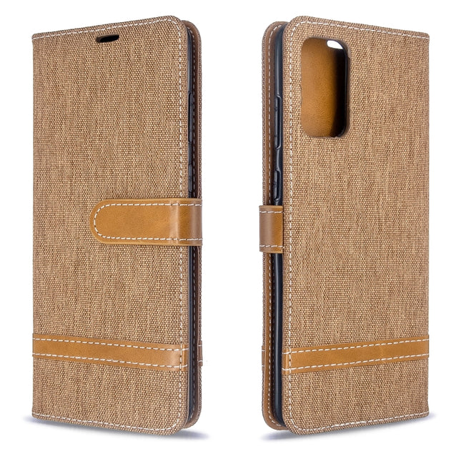 For Galaxy S20+ Color Matching Denim Texture Horizontal Flip PU Leather Case with Holder & Card Slots & Wallet & Lanyard(Brown)-garmade.com