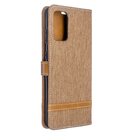 For Galaxy S20+ Color Matching Denim Texture Horizontal Flip PU Leather Case with Holder & Card Slots & Wallet & Lanyard(Brown)-garmade.com