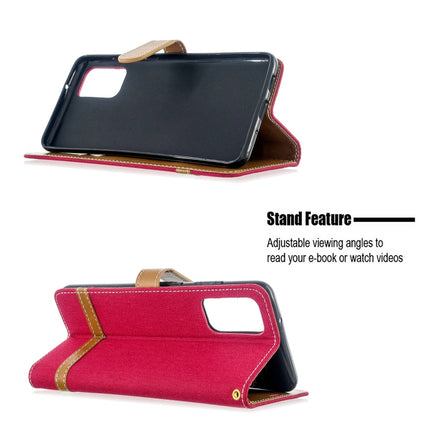 For Galaxy S20+ Color Matching Denim Texture Horizontal Flip PU Leather Case with Holder & Card Slots & Wallet & Lanyard(Red)-garmade.com