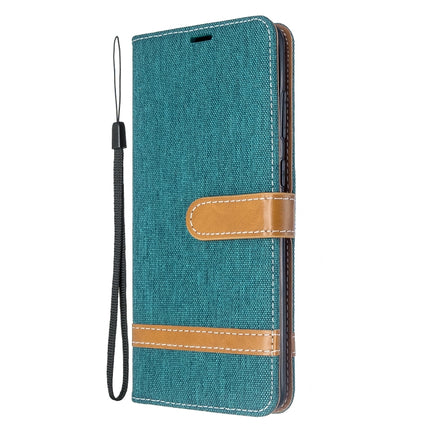For Galaxy S20+ Color Matching Denim Texture Horizontal Flip PU Leather Case with Holder & Card Slots & Wallet & Lanyard(Green)-garmade.com