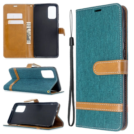 For Galaxy S20+ Color Matching Denim Texture Horizontal Flip PU Leather Case with Holder & Card Slots & Wallet & Lanyard(Green)-garmade.com