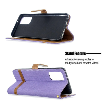 For Galaxy S20+ Color Matching Denim Texture Horizontal Flip PU Leather Case with Holder & Card Slots & Wallet & Lanyard(Purple)-garmade.com