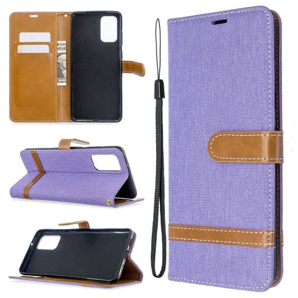 For Galaxy S20+ Color Matching Denim Texture Horizontal Flip PU Leather Case with Holder & Card Slots & Wallet & Lanyard(Purple)-garmade.com