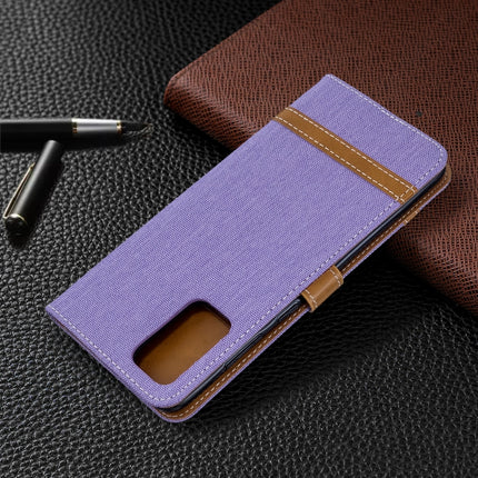 For Galaxy S20+ Color Matching Denim Texture Horizontal Flip PU Leather Case with Holder & Card Slots & Wallet & Lanyard(Purple)-garmade.com