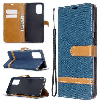 For Galaxy S20+ Color Matching Denim Texture Horizontal Flip PU Leather Case with Holder & Card Slots & Wallet & Lanyard(Dark Blue)-garmade.com