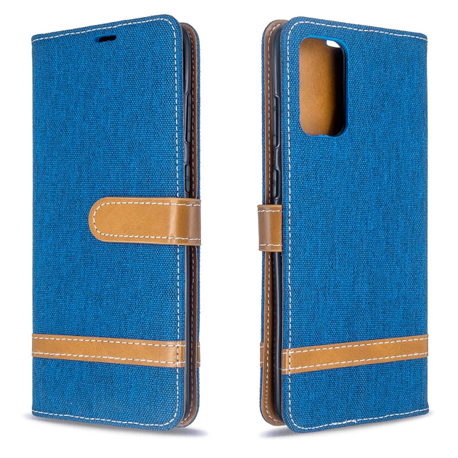 For Galaxy S20 Ultra Color Matching Denim Texture Horizontal Flip PU Leather Case with Holder & Card Slots & Wallet & Lanyard(Blue)-garmade.com