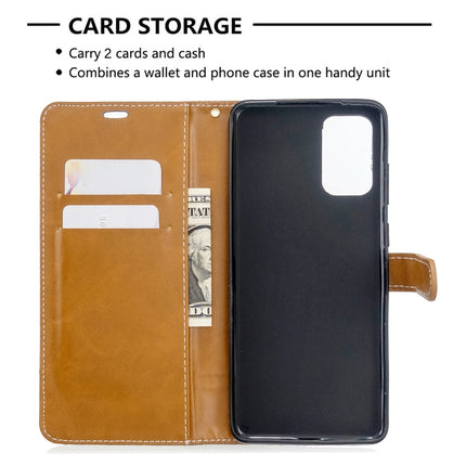 For Galaxy S20 Ultra Color Matching Denim Texture Horizontal Flip PU Leather Case with Holder & Card Slots & Wallet & Lanyard(Brown)-garmade.com
