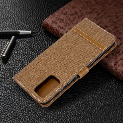 For Galaxy S20 Ultra Color Matching Denim Texture Horizontal Flip PU Leather Case with Holder & Card Slots & Wallet & Lanyard(Brown)-garmade.com