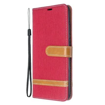 For Galaxy S20 Ultra Color Matching Denim Texture Horizontal Flip PU Leather Case with Holder & Card Slots & Wallet & Lanyard(Red)-garmade.com