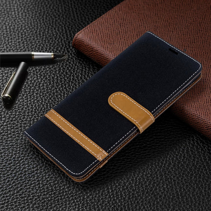 For Galaxy S20 Ultra Color Matching Denim Texture Horizontal Flip PU Leather Case with Holder & Card Slots & Wallet & Lanyard(Black)-garmade.com