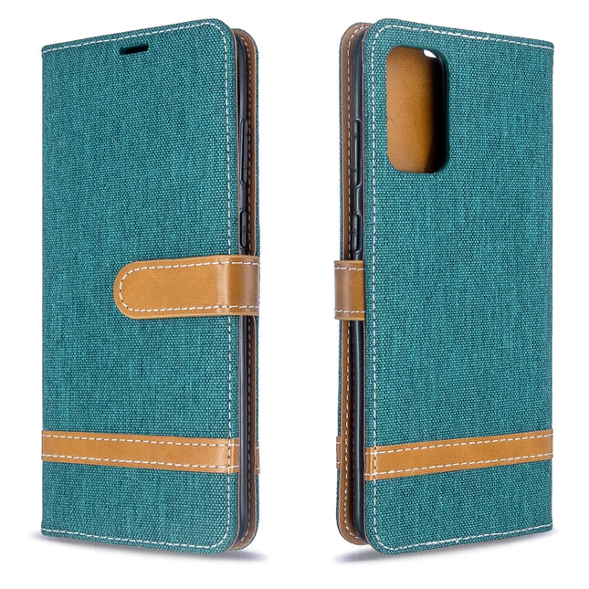 For Galaxy S20 Ultra Color Matching Denim Texture Horizontal Flip PU Leather Case with Holder & Card Slots & Wallet & Lanyard(Green)-garmade.com