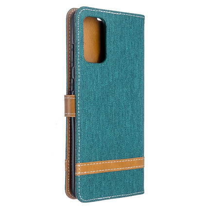 For Galaxy S20 Ultra Color Matching Denim Texture Horizontal Flip PU Leather Case with Holder & Card Slots & Wallet & Lanyard(Green)-garmade.com
