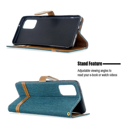 For Galaxy S20 Ultra Color Matching Denim Texture Horizontal Flip PU Leather Case with Holder & Card Slots & Wallet & Lanyard(Green)-garmade.com