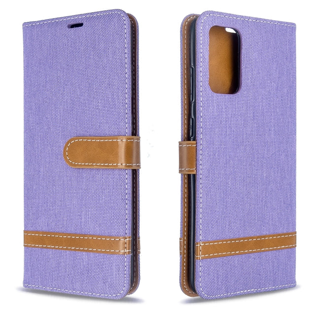 For Galaxy S20 Ultra Color Matching Denim Texture Horizontal Flip PU Leather Case with Holder & Card Slots & Wallet & Lanyard(Purple)-garmade.com