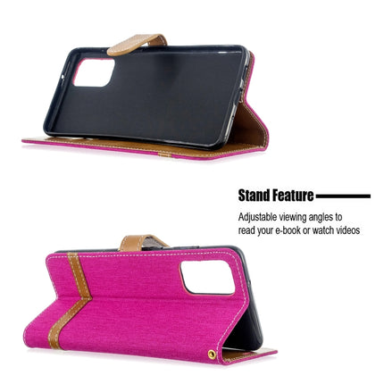 For Galaxy S20 Ultra Color Matching Denim Texture Horizontal Flip PU Leather Case with Holder & Card Slots & Wallet & Lanyard(Rose Red)-garmade.com