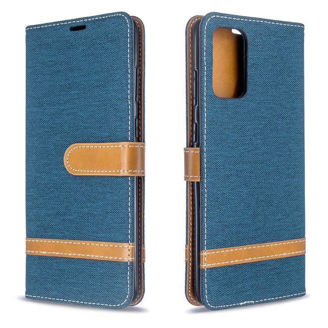 For Galaxy S20 Ultra Color Matching Denim Texture Horizontal Flip PU Leather Case with Holder & Card Slots & Wallet & Lanyard(Dark Blue)-garmade.com