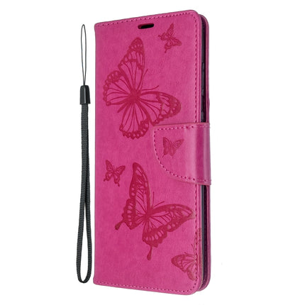 For Galaxy S20+ Embossing Two Butterflies Pattern Horizontal Flip PU Leather Case with Holder & Card Slot & Wallet & Lanyard(Rose Red)-garmade.com