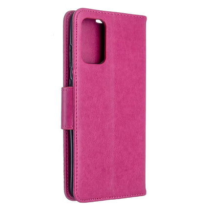 For Galaxy S20+ Embossing Two Butterflies Pattern Horizontal Flip PU Leather Case with Holder & Card Slot & Wallet & Lanyard(Rose Red)-garmade.com