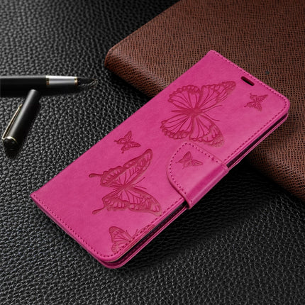 For Galaxy S20+ Embossing Two Butterflies Pattern Horizontal Flip PU Leather Case with Holder & Card Slot & Wallet & Lanyard(Rose Red)-garmade.com