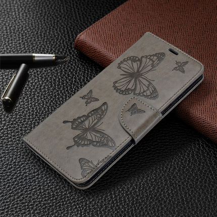 For Galaxy S20+ Embossing Two Butterflies Pattern Horizontal Flip PU Leather Case with Holder & Card Slot & Wallet & Lanyard(Grey)-garmade.com