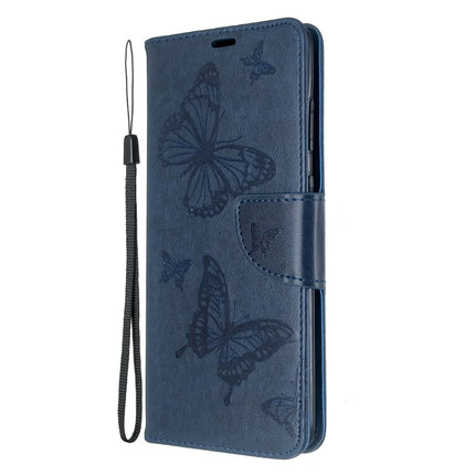 For Galaxy S20 Ultra Embossing Two Butterflies Pattern Horizontal Flip PU Leather Case with Holder & Card Slot & Wallet & Lanyard(Blue)-garmade.com