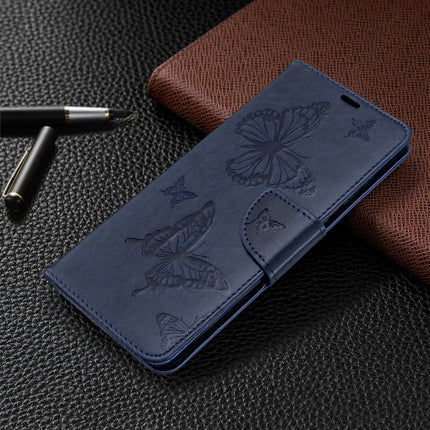 For Galaxy S20 Ultra Embossing Two Butterflies Pattern Horizontal Flip PU Leather Case with Holder & Card Slot & Wallet & Lanyard(Blue)-garmade.com