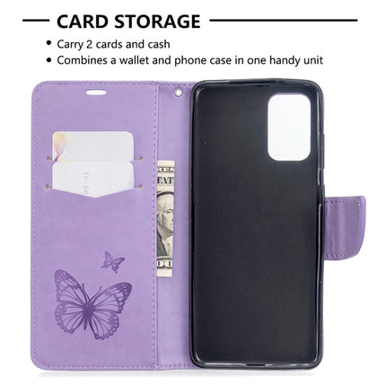 For Galaxy S20 Ultra Embossing Two Butterflies Pattern Horizontal Flip PU Leather Case with Holder & Card Slot & Wallet & Lanyard(Purple)-garmade.com