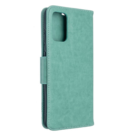 For Galaxy S20 Ultra Embossing Two Butterflies Pattern Horizontal Flip PU Leather Case with Holder & Card Slot & Wallet & Lanyard(Green)-garmade.com