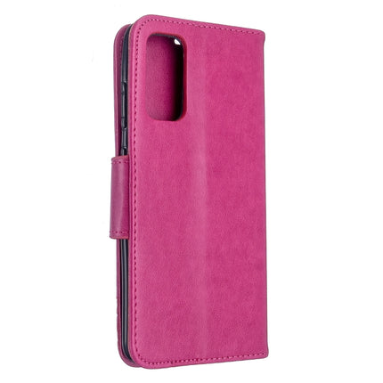 For Galaxy S20 Embossing Two Butterflies Pattern Horizontal Flip PU Leather Case with Holder & Card Slot & Wallet & Lanyard(Rose Red)-garmade.com