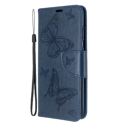 For Galaxy S20 Embossing Two Butterflies Pattern Horizontal Flip PU Leather Case with Holder & Card Slot & Wallet & Lanyard(Blue)-garmade.com