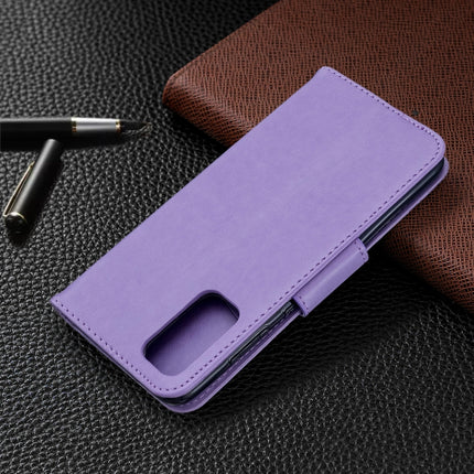 For Galaxy S20 Embossing Two Butterflies Pattern Horizontal Flip PU Leather Case with Holder & Card Slot & Wallet & Lanyard(Purple)-garmade.com