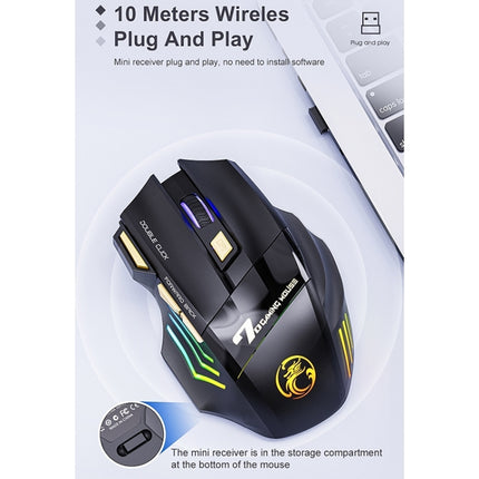 iMICE GW-X7 2.4G + Bluetooth Dual Mode 7-button Silent Rechargeable Wireless Gaming Mouse with Colorful RGB Lights(Black)-garmade.com